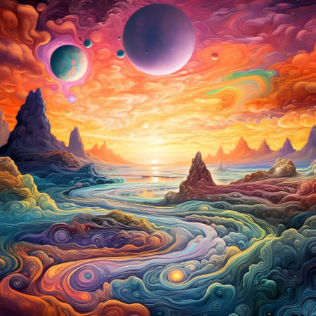 Enchanting Planet Swirling Clouds and Celestial Wonders AIの素材