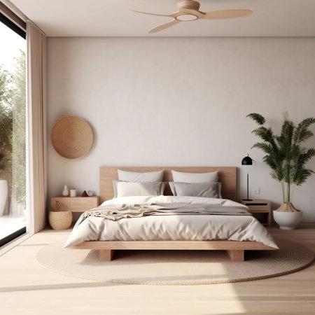 Simplicity in Rest Minimal Bedroom Interior with Home Decoration AIの素材