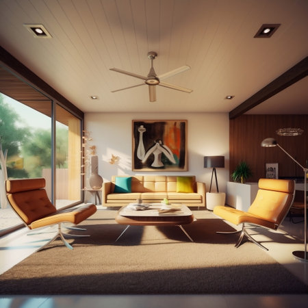 Stylish Living: Mid-Century Modern House Interior AIの素材