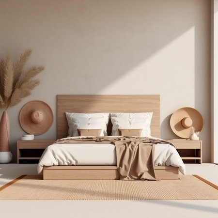 Simplicity in Rest Minimal Bedroom Interior with Home Decoration AIの素材