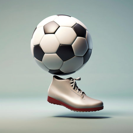 Dynamic Motion Side View of Soccer Boot Kicking Ball AIの素材