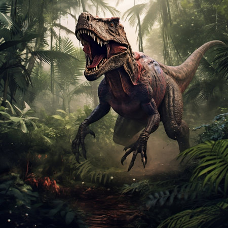 Majestic Tyrannosaurus Rex Roaming the Jungle AIの素材