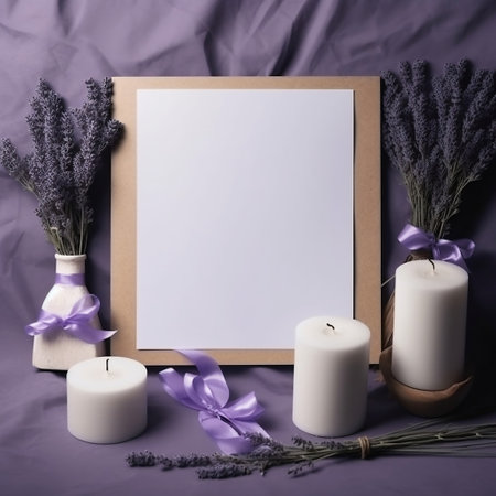 Clean and Simple Paper Mock-Up with White Ribbon AIの素材
