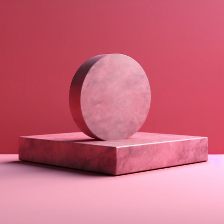 Solid Stage Concrete Podium on a Pink Background AIの素材