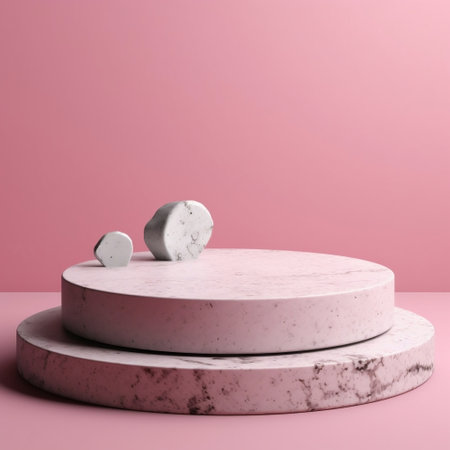 Solid Stage Concrete Podium on a Pink Background AIの素材