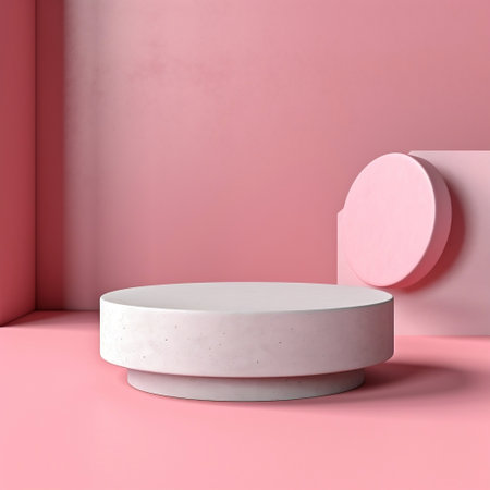 Solid Stage Concrete Podium on a Pink Background AIの素材