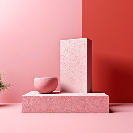 Solid Stage Concrete Podium on a Pink Background AIの素材