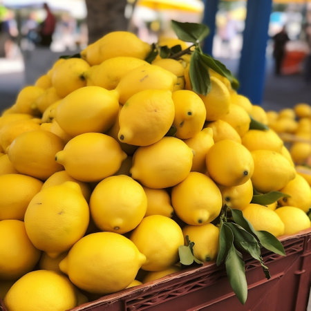 Farmers' Market Fresh Juicy Lemons AIの素材