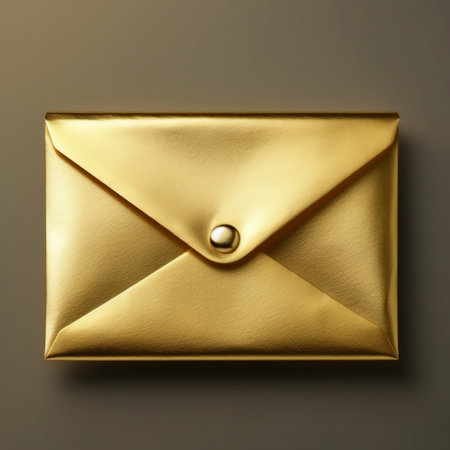 Isolated Golden Envelope AIの素材