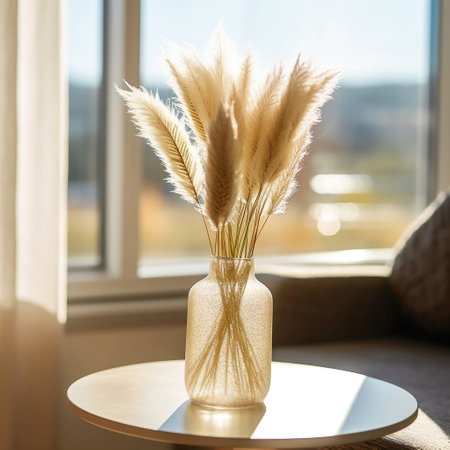 Decorative Dry Pampas Grass in a Modern Vase AIの素材