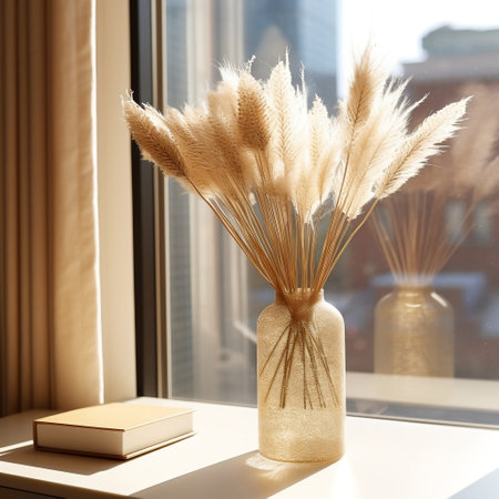 Decorative Dry Pampas Grass in a Modern Vase AIの素材