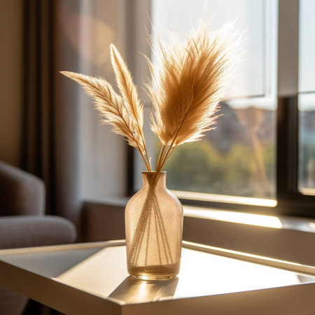 Decorative Dry Pampas Grass in a Modern Vase AIの素材