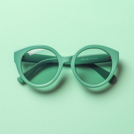 Stylish Sunglasses on Pastel Green Background AIの素材