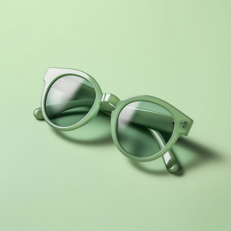 Stylish Sunglasses on Pastel Green Background AIの素材