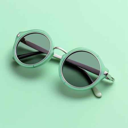 Stylish Sunglasses on Pastel Green Background AIの素材