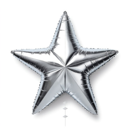 Silver Glitter Foil Star Shaped Balloon Generative AIの素材