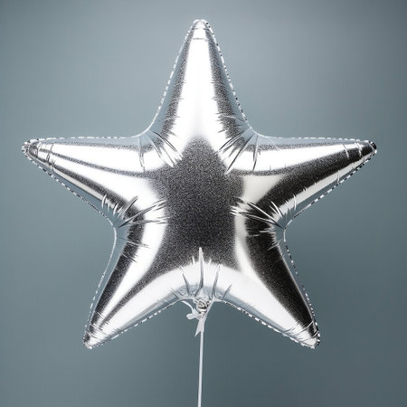 Silver Glitter Foil Star Shaped Balloon Generative AIの素材
