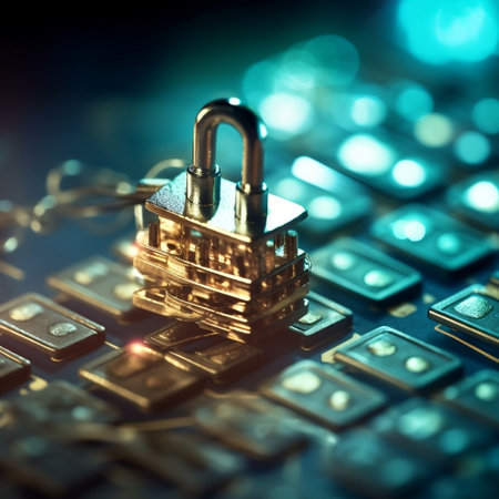 lose-Up of the Lock on the Keyboard Cyber Security Generative AIの素材