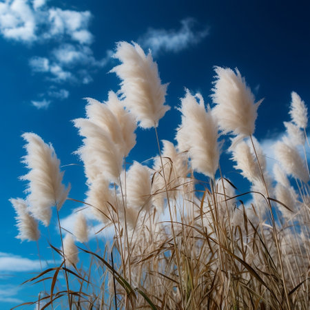 Pampas Grass Against Blue Sky Generative AIの素材