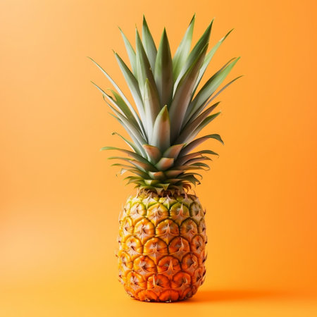 Pastel Orange Background with Pineapple Generative AIの素材