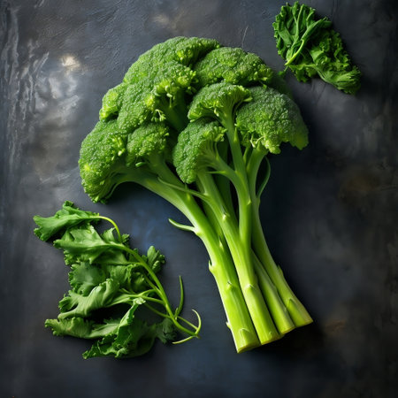 Top View of Fresh Broccolini Raw Green Vegetable Generative AIの素材
