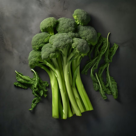 Top View of Fresh Broccolini Raw Green Vegetable Generative AIの素材
