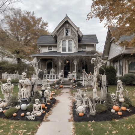Halloween Decor Outside House Generative AIの素材