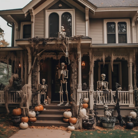 Halloween Decor Outside House Generative AIの素材