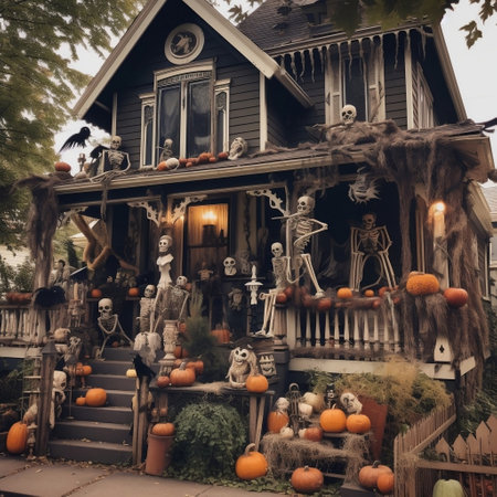 Halloween Decor Outside House Generative AIの素材