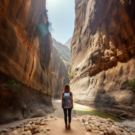 Exploring Saklikent Woman with Backpack Generative AIの素材