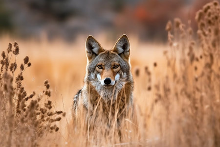 Captivating Capture Majestic Coyote Roaming in Untamed Wilderness Generative AIの素材
