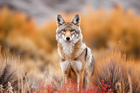 Captivating Capture Majestic Coyote Roaming in Untamed Wilderness Generative AIの素材