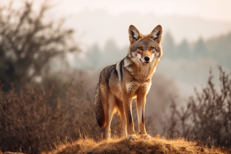 Captivating Capture Majestic Coyote Roaming in Untamed Wilderness Generative AIの素材