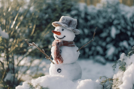 Festive Snowman Banner Illustration Generative AIの素材
