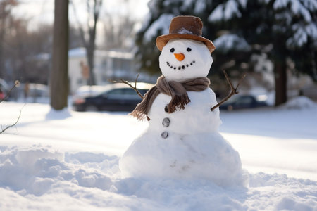 Festive Snowman Banner Illustration Generative AIの素材