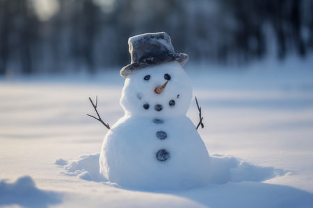 Festive Snowman Banner Illustration Generative AIの素材