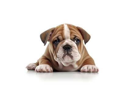 Bulldog Puppy Isolated White Background Image Generative AIの素材