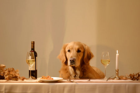 Golden Retriever at Table Image Generative AIの素材