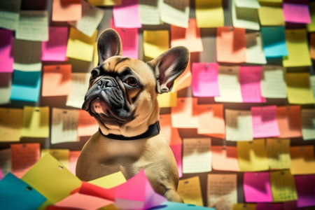 French Bulldog with Sticky Notes Image Generative AIの素材