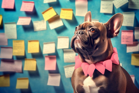 French Bulldog with Sticky Notes Image Generative AIの素材