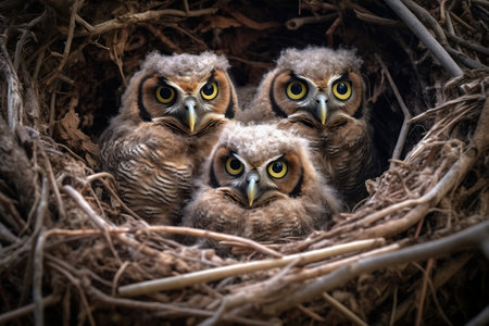 Great Horned Owl Nest Image Generative AIの素材