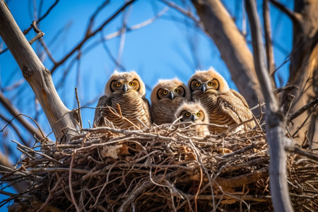 Great Horned Owl Nest Image Generative AIの素材