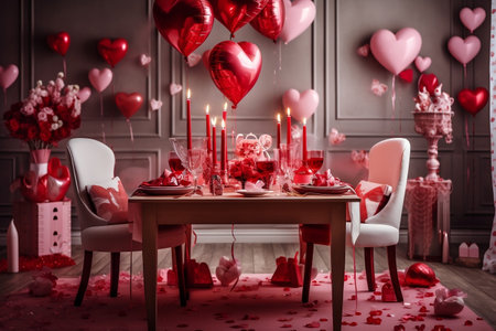 Valentine's Day Themed Table Image Generative AIの素材
