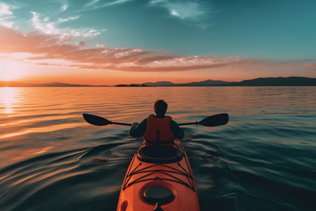 Person Kayaking on Open Water Image Generative AIの素材