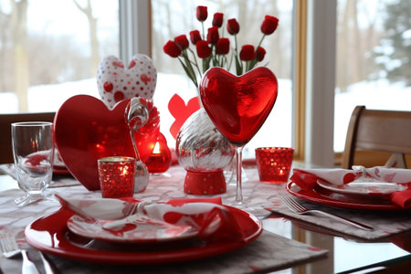 Valentine's Day Themed Table Image Generative AIの素材