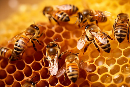 Bees on Honeycomb Image Generative AIの素材