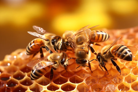 Bees on Honeycomb Image Generative AIの素材