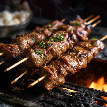 Savor the Authenticity Freshly Grilled Xinjiang Lamb Skewer Generative AIの素材