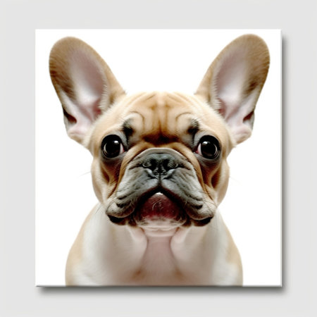 Elegant Canine on a White Background French Bulldog Generative AIの素材