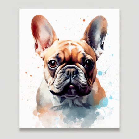 Elegant Canine on a White Background French Bulldog Generative AIの素材